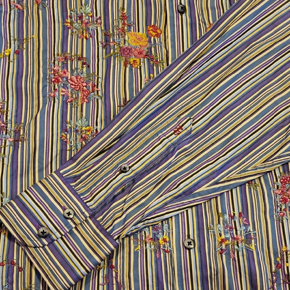 Robert Graham Blue and Purple Striped Dress Shirt - Picture 5 of 8